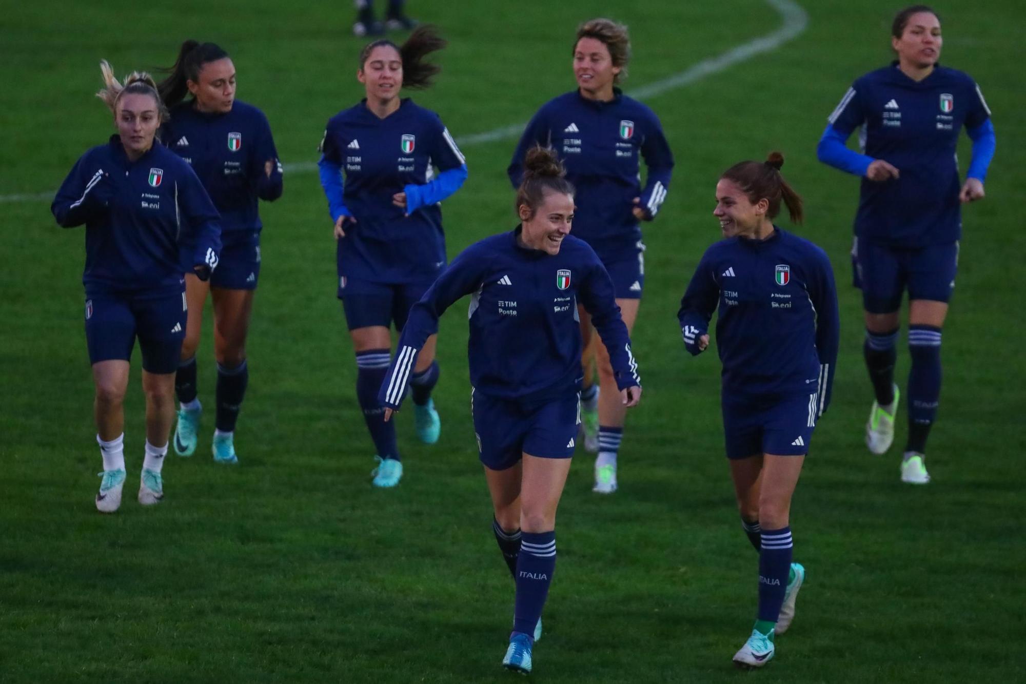 La selección de Italia, durante la sesión de entrenamiento en Cambados