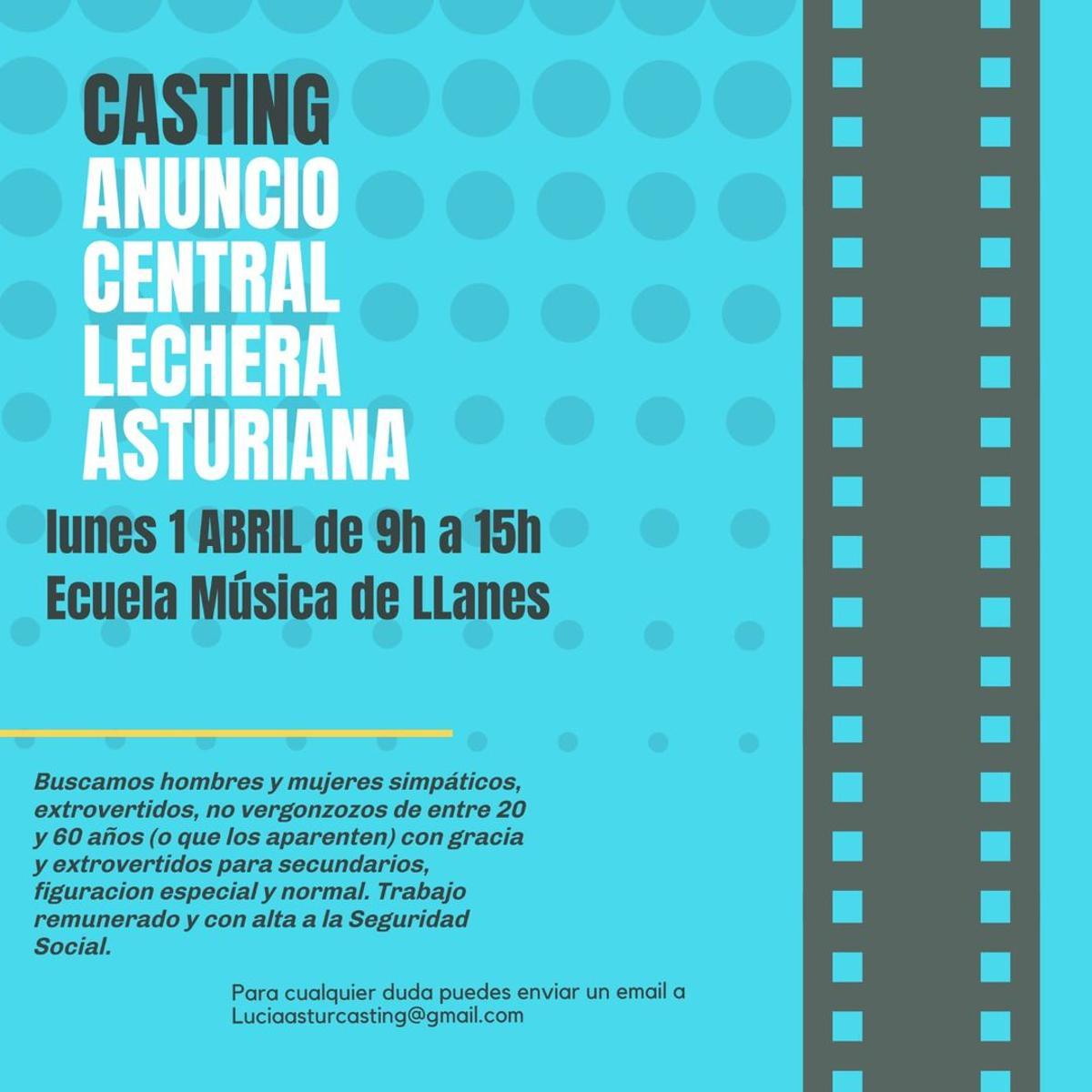 El anuncio del casting de Central Lechera Asturiana.