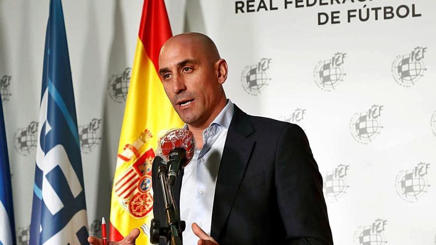 El presidente de la Federación Luis Rubiales, ayer tras su reunión telemática con las territoriales.