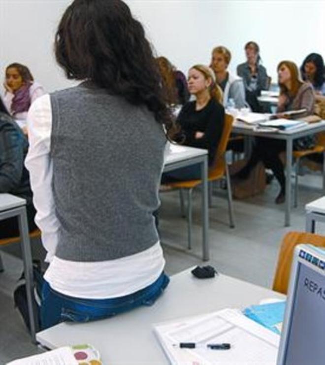 Una classe amb alumnes d’Erasmus a la Universitat Pompeu Fabra.