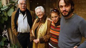 En la presentación de El jardí abandonat, en 2007, Francesc Nel·lo y los actores Teresa Cunillé, nausicaa Bonnin e Iván Morales. 