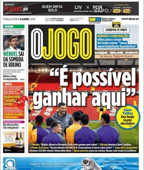 Portada O JOGO martes 9 de abril de 2019