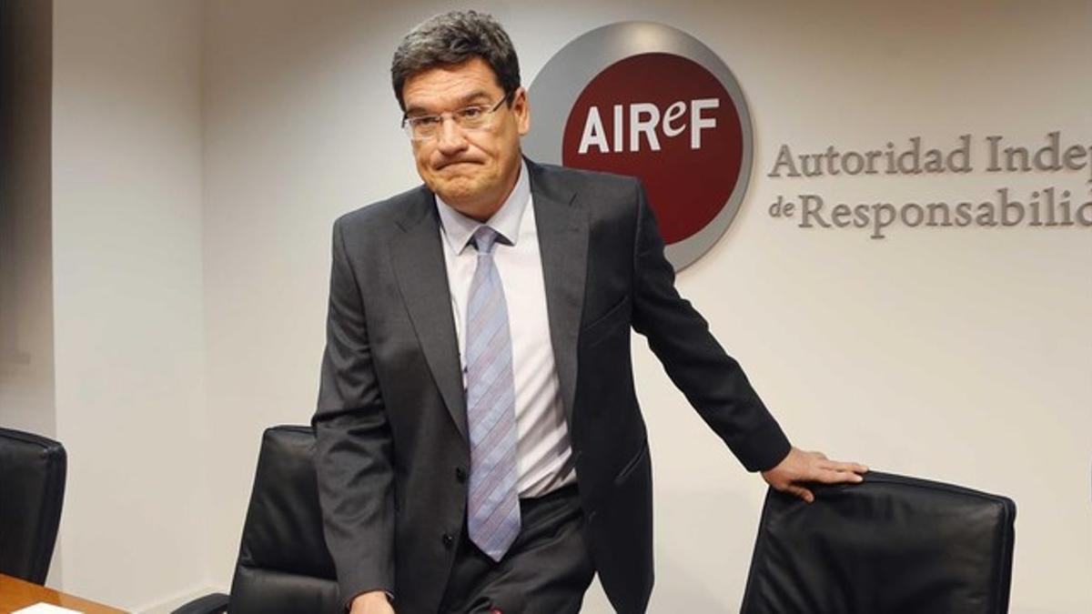 José Luis Escrivá, presidente de la Autoridad Independiente de Responsabilidad Fiscal (AIReF), en una rueda de prensa en marzo pasado.