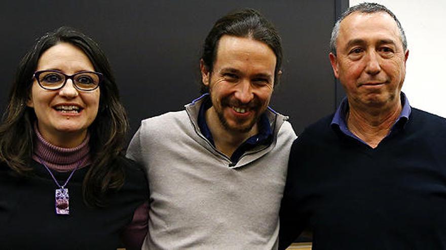 Pablo Iglesias, con Mónica Oltra y Joan Baldoví.