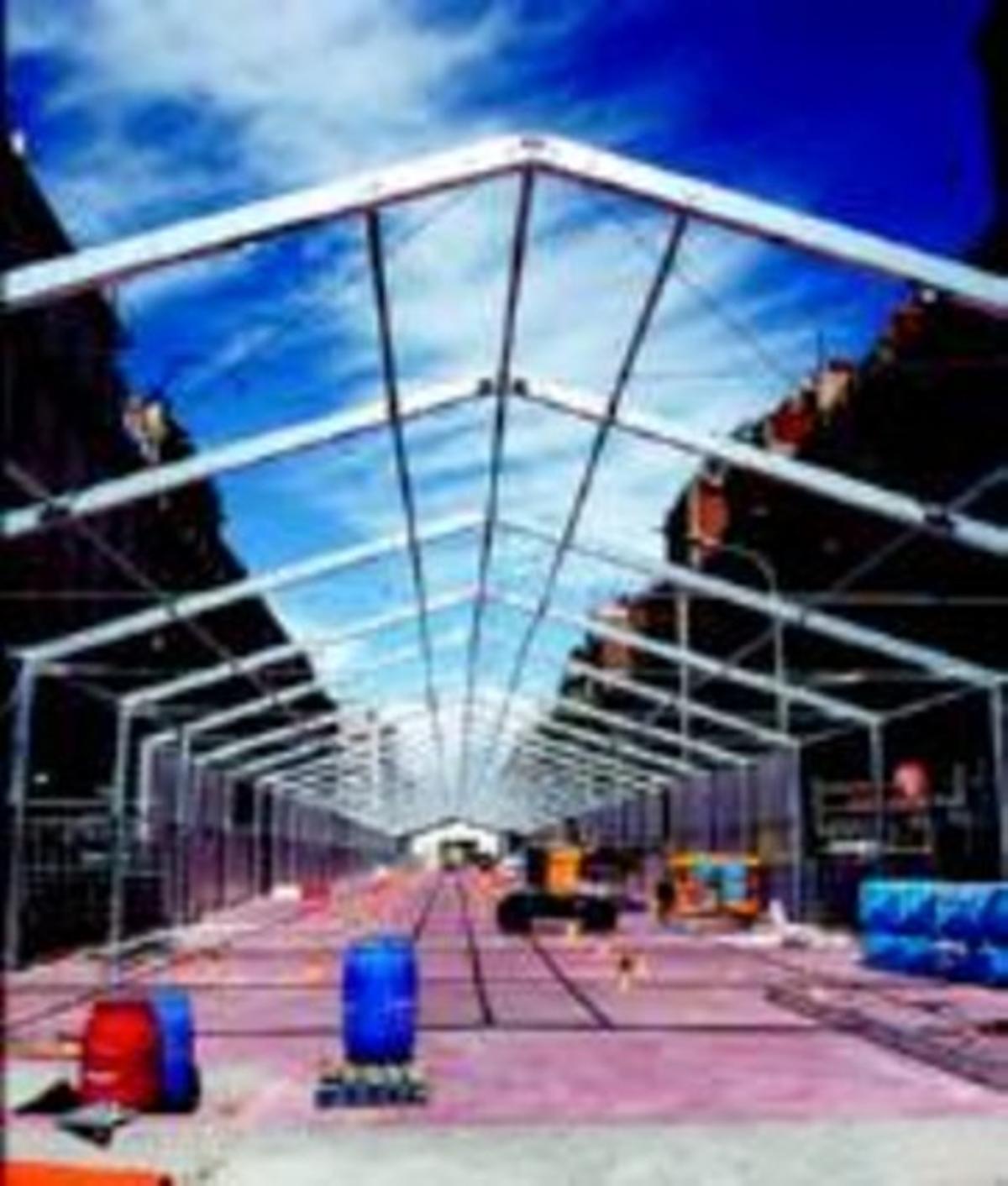 Obres de la carpa de Sant Antoni, ahir. Obres de la carpa de Sant Antoni, ahir.
