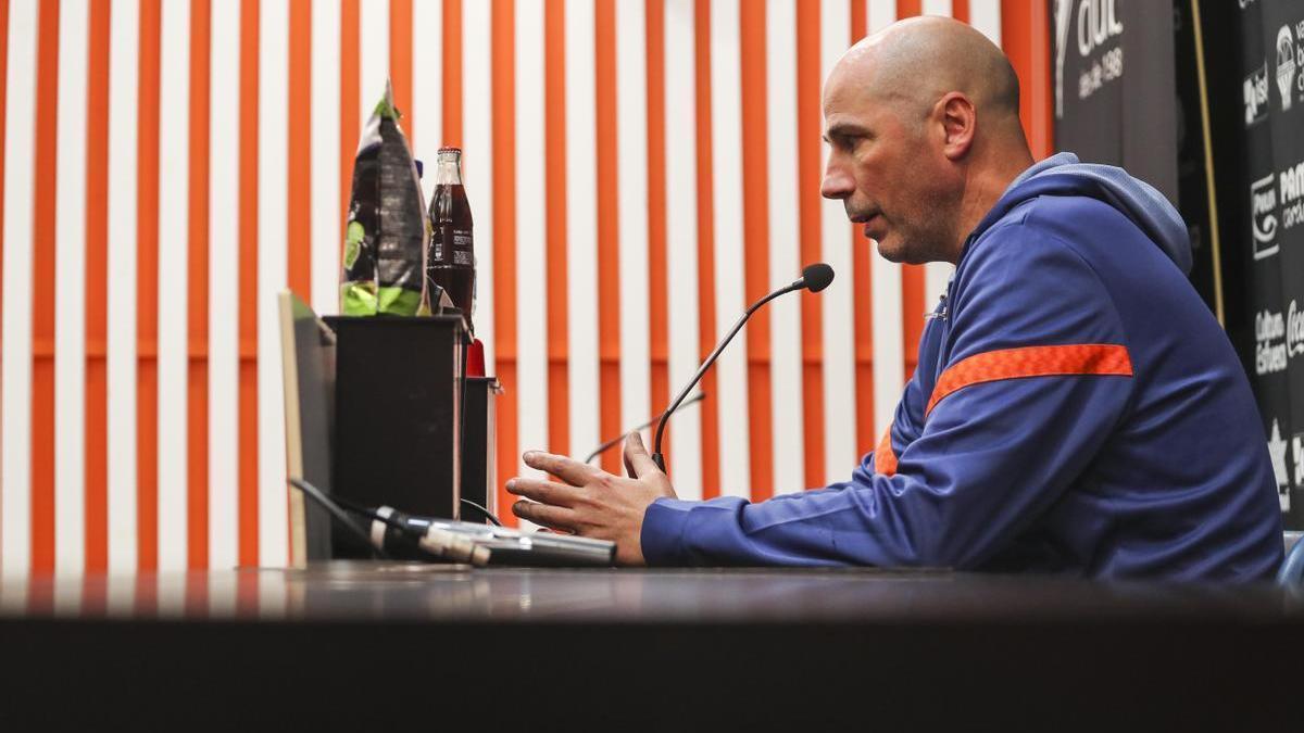 Joan Peñarroya, en la sala de prensa de La Fonteta