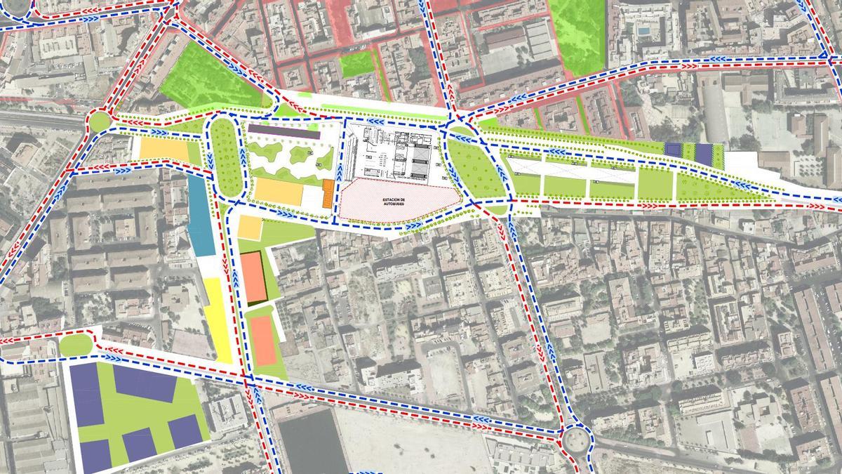 Planeamiento de la estación y entorno del proyecto Conexión Sur
