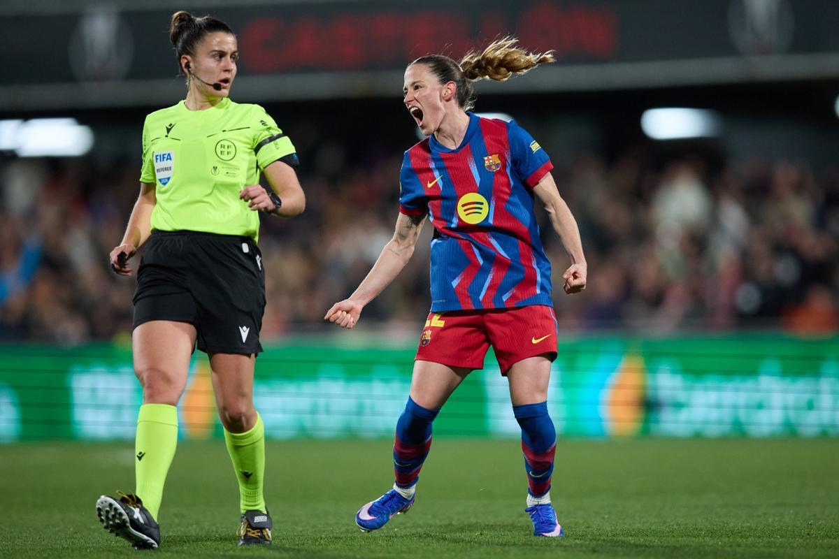 Ona Batlle celebrando su gol ante el Athletic Club