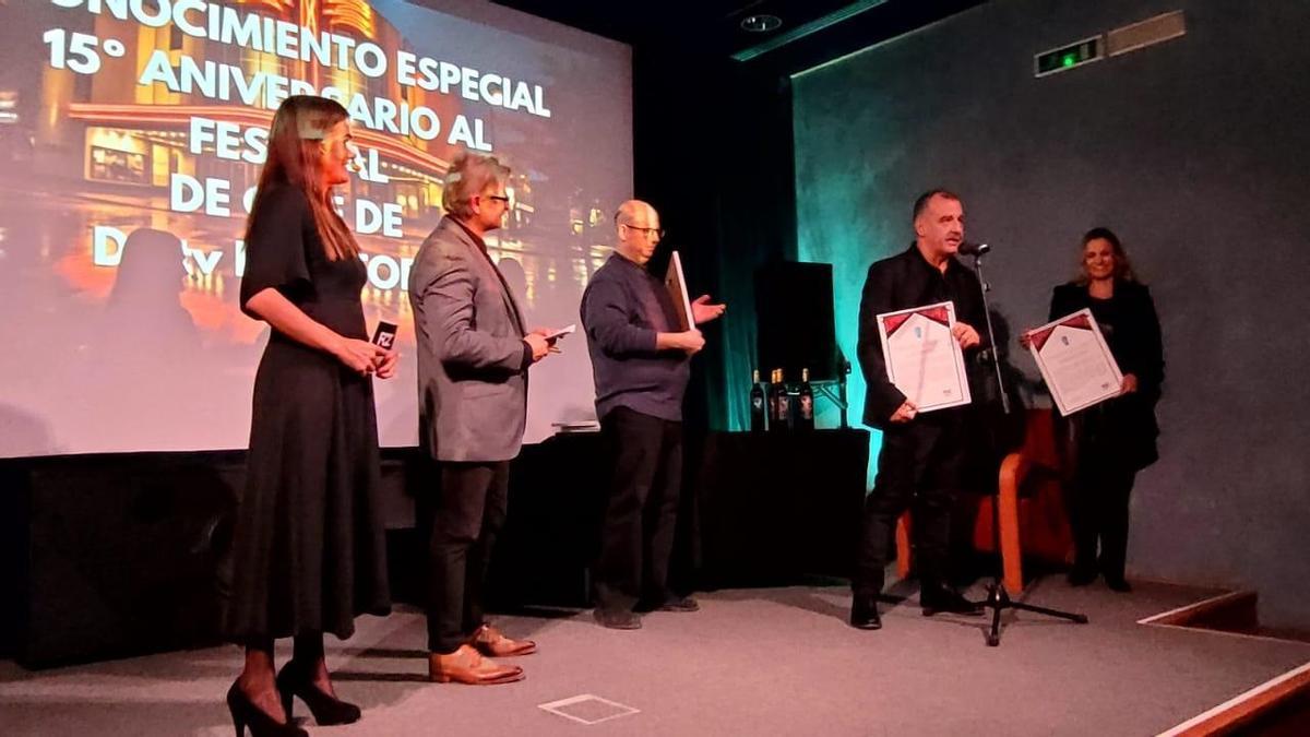 Vicente Seva, en el reconocimiento recibido en Zaragoza por los 20 años de festival