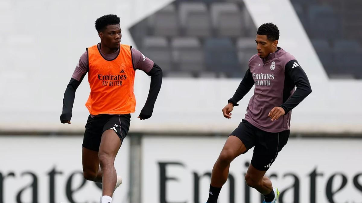 Tchouameni, en el entrenamiento posterior al incidente con Valverde