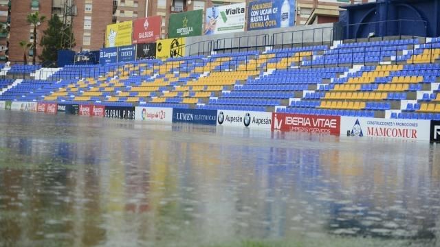 UCAM - Levante: Así estaba La Condomina tras el temporal de lluvias