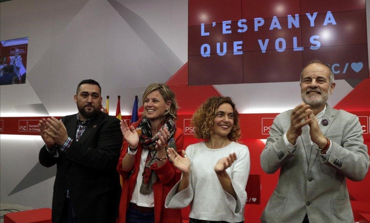 Los cabeza de lista del PSC a las elecciones del 28A: Marc Lamuà, Montse Mínguez, Meritxell Batet y Joan Ruiz.