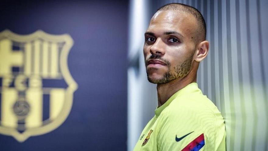 Martin Braithwaite lluint la samarreta del FC Barcelona