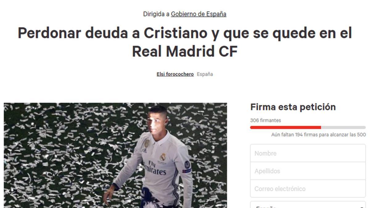 La increíble iniciativa a favor de Cristiano Ronaldo en Change.org