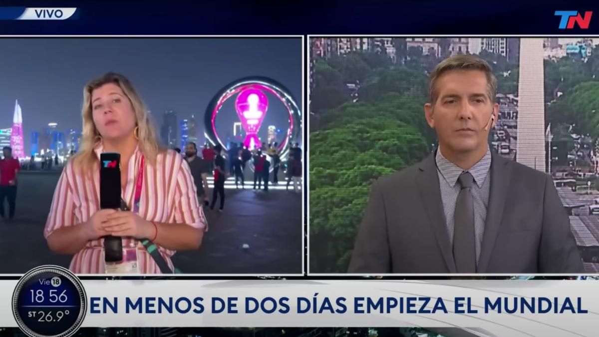 Dominique Metzger en pleno directo desde el Mundial de Qatar 2022