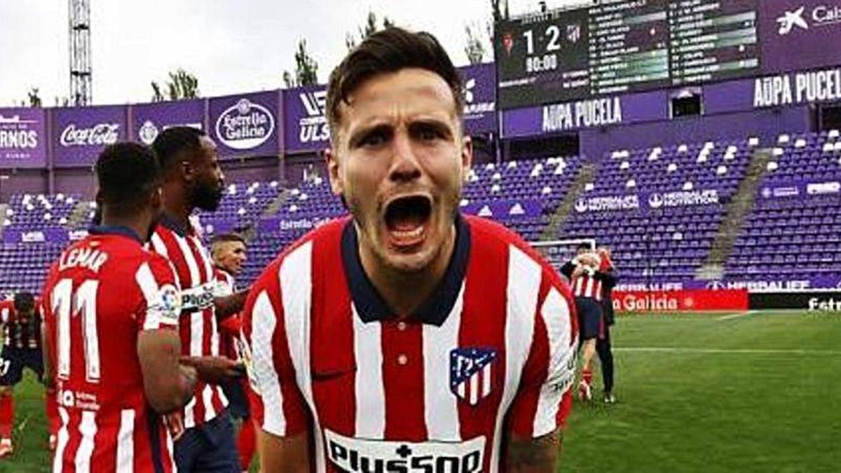 Saúl con la camiseta del Atlético