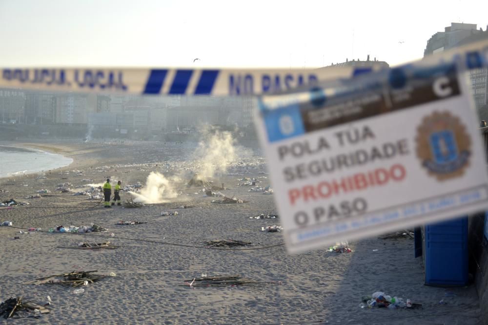 Así amanecieron las playas de ensenada del Orzán