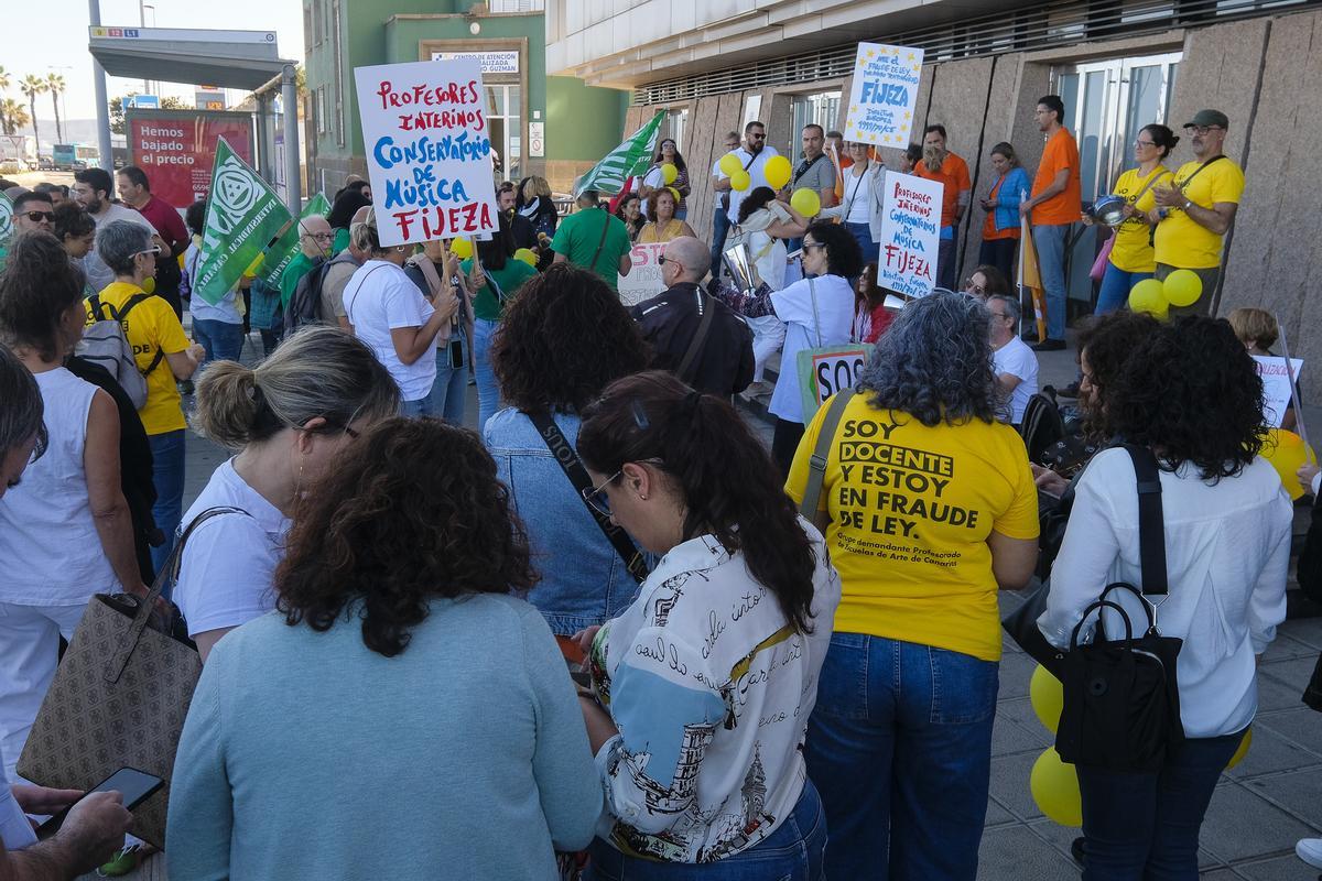 Manifestación de interinos en la capital grancanaria.