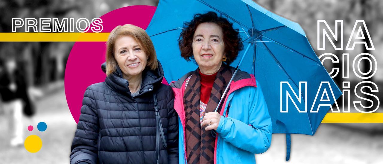 Ofelia Rey e Marilar Aleixandre na Alameda de Santiago.