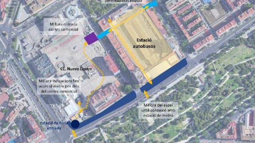 Mejora entorno estación de autobuses actual en Menéndez Pidal