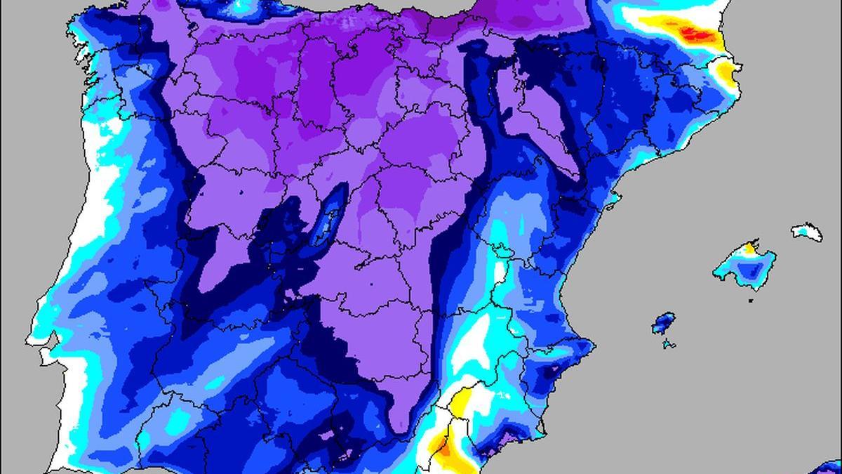 Mapa de variación de temperaturas que habrá el domingo respecto al sábado en España.