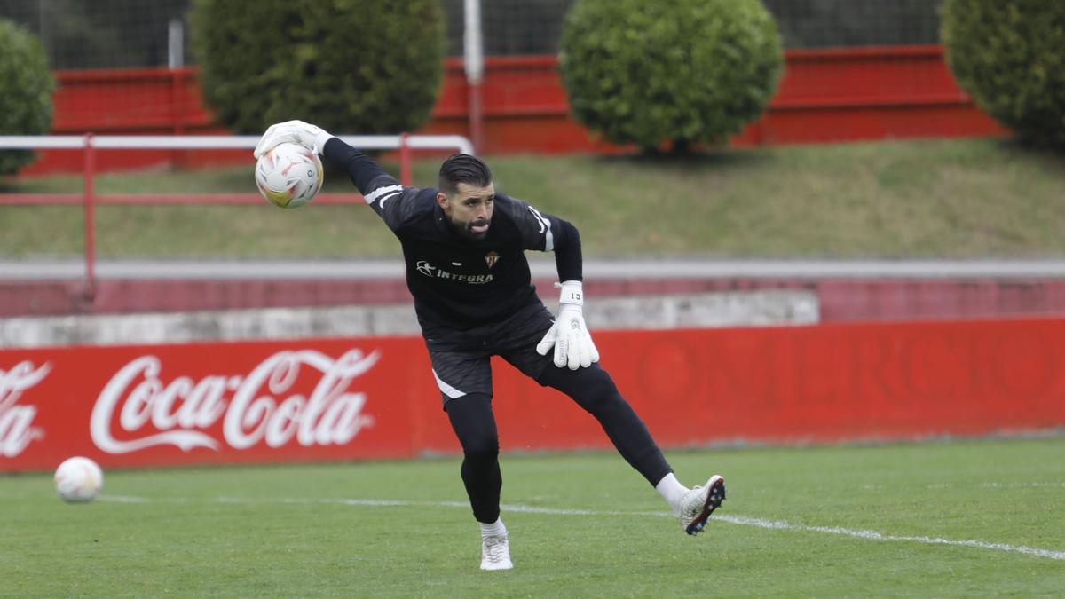 Cuéllar, durante el entrenamiento