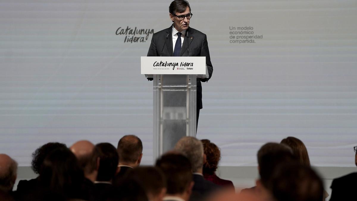 Salvador Illa durante la conferencia 'Catalunya lidera'.