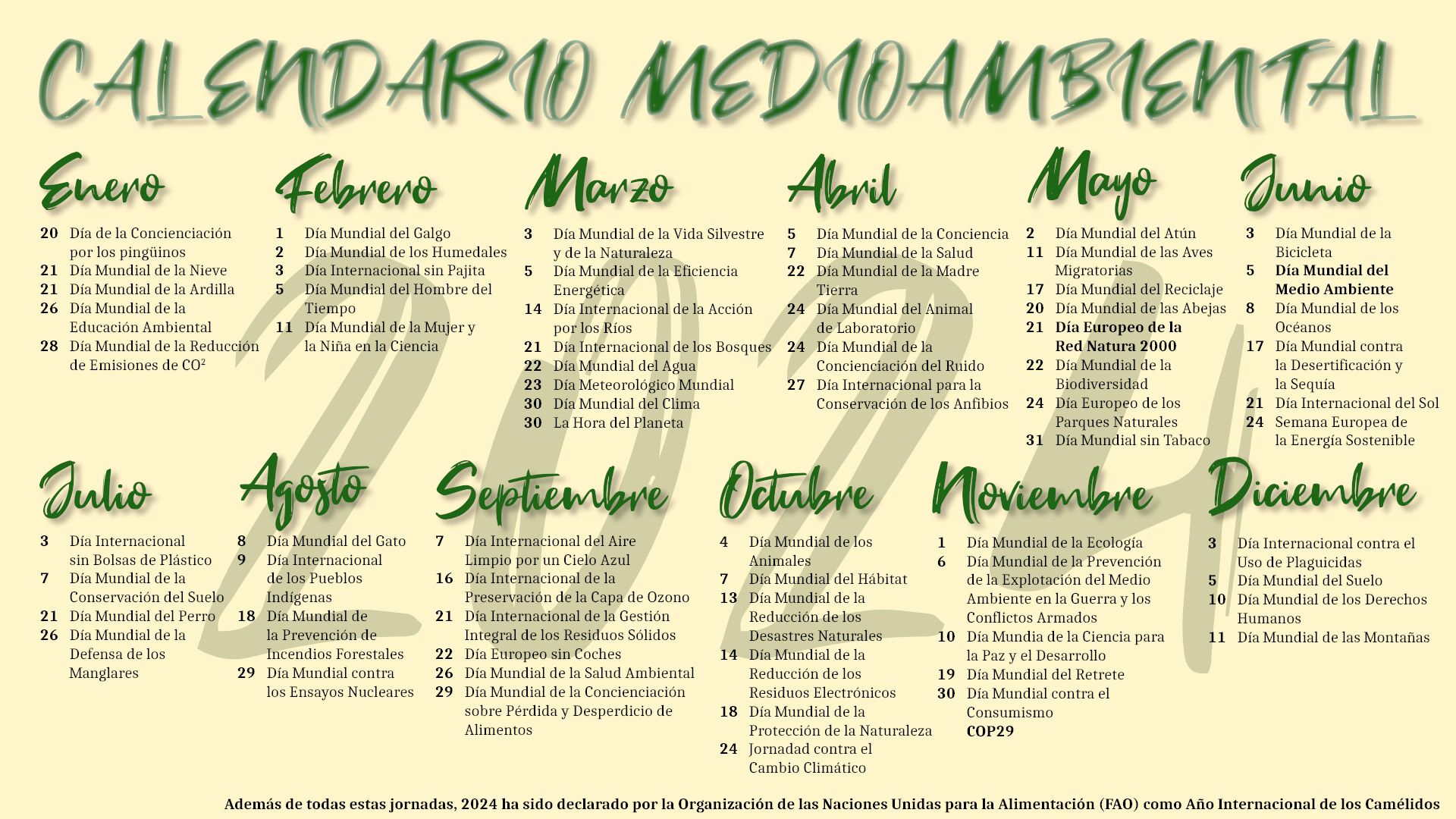 EFEMÉRIDES AMBIENTAL Calendario ecológico éstas son las fechas clave