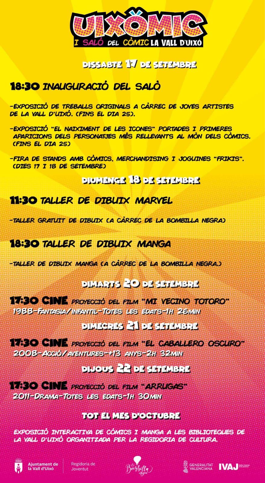 Programación del I Salón del Cómic de la Vall.