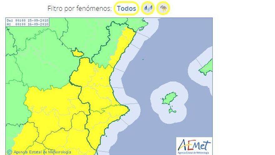 Activan alerta amarilla por lluvias para Castellón el fin de semana