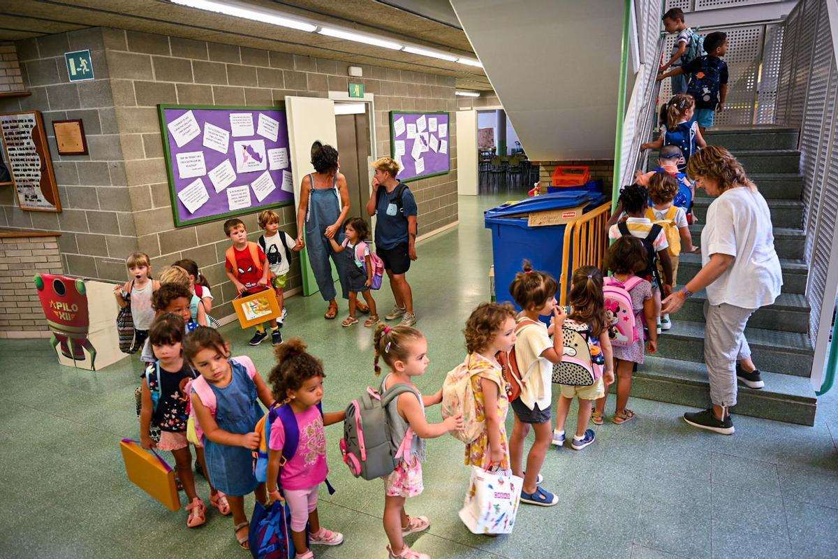 Vuelta a las aulas en el CEIP Pau Casals de Gràcia, en Barcelona