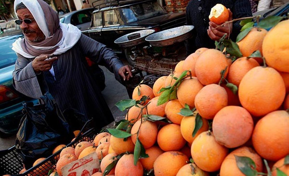 Un venedor de taronges, als carrers del Caire. Un venedor de taronges, als carrers del Caire.