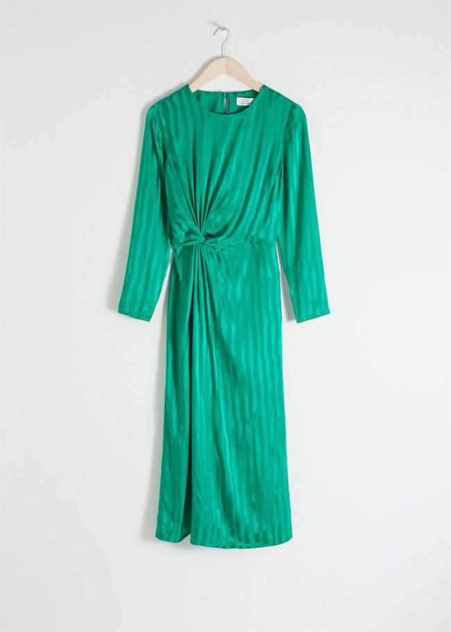 Vestido midi verde con nudo, de &OtherStories