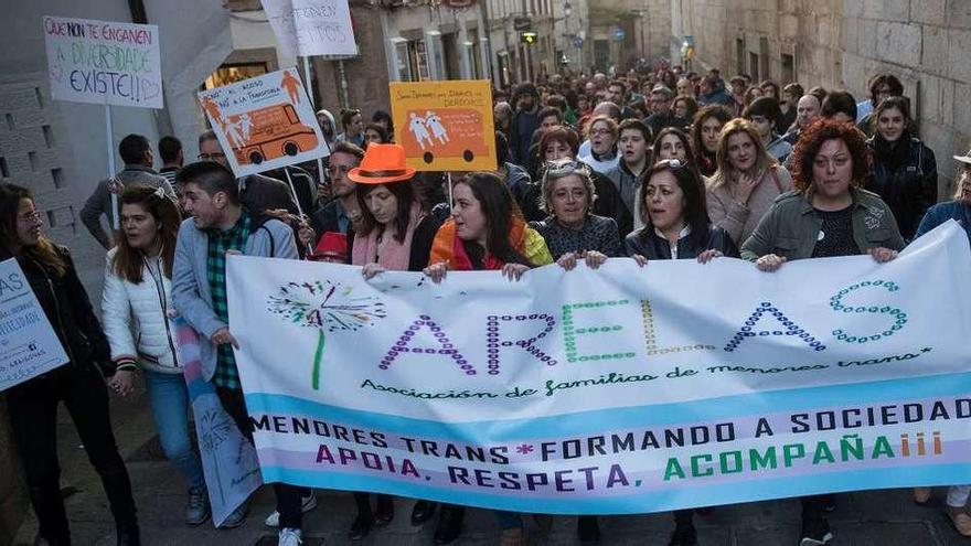 Un momento de la manifestación, ayer en Santiago. // Óscar Corral