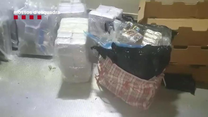 Paran a un camionero en el área del Gironès de la AP-7 y le encuentran en la carga más de 350 kilos de cocaína y hachís