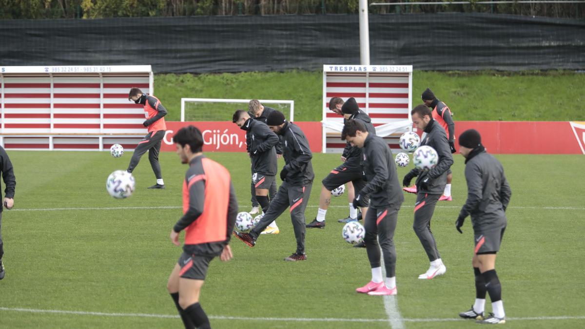 Entrenamiento del Sporting.