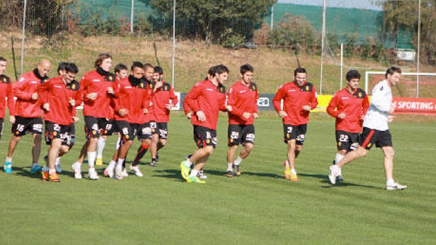 El Mallorca durante el entranamiento de hoy.