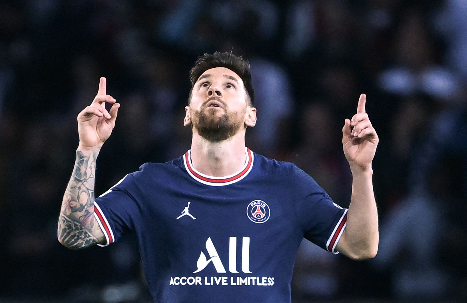Lionel Messi celebra un gol con el PSG en la fase de grupos de la Champions League