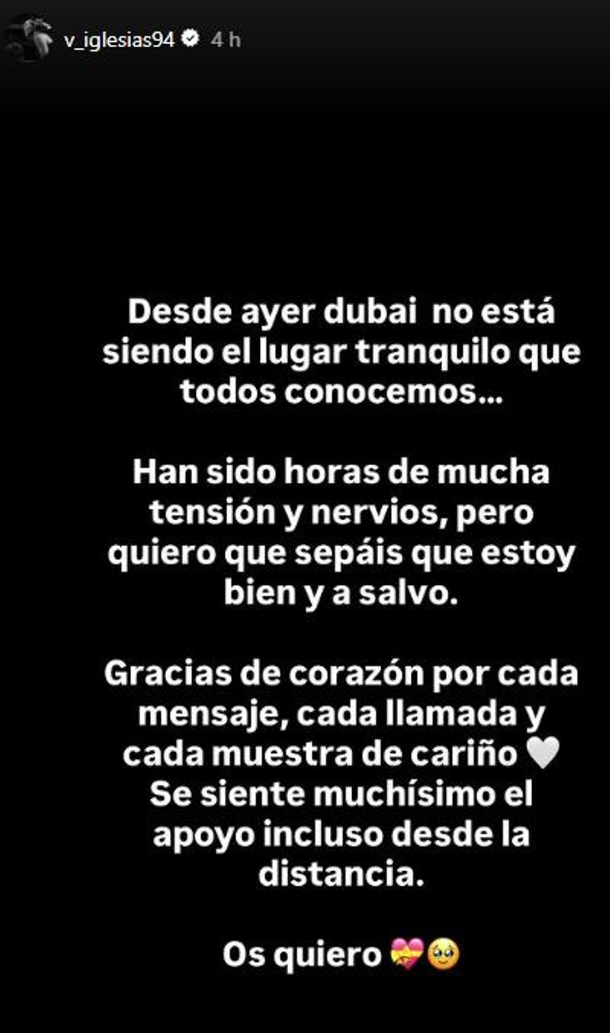 El mensaje de Victoria Iglesias