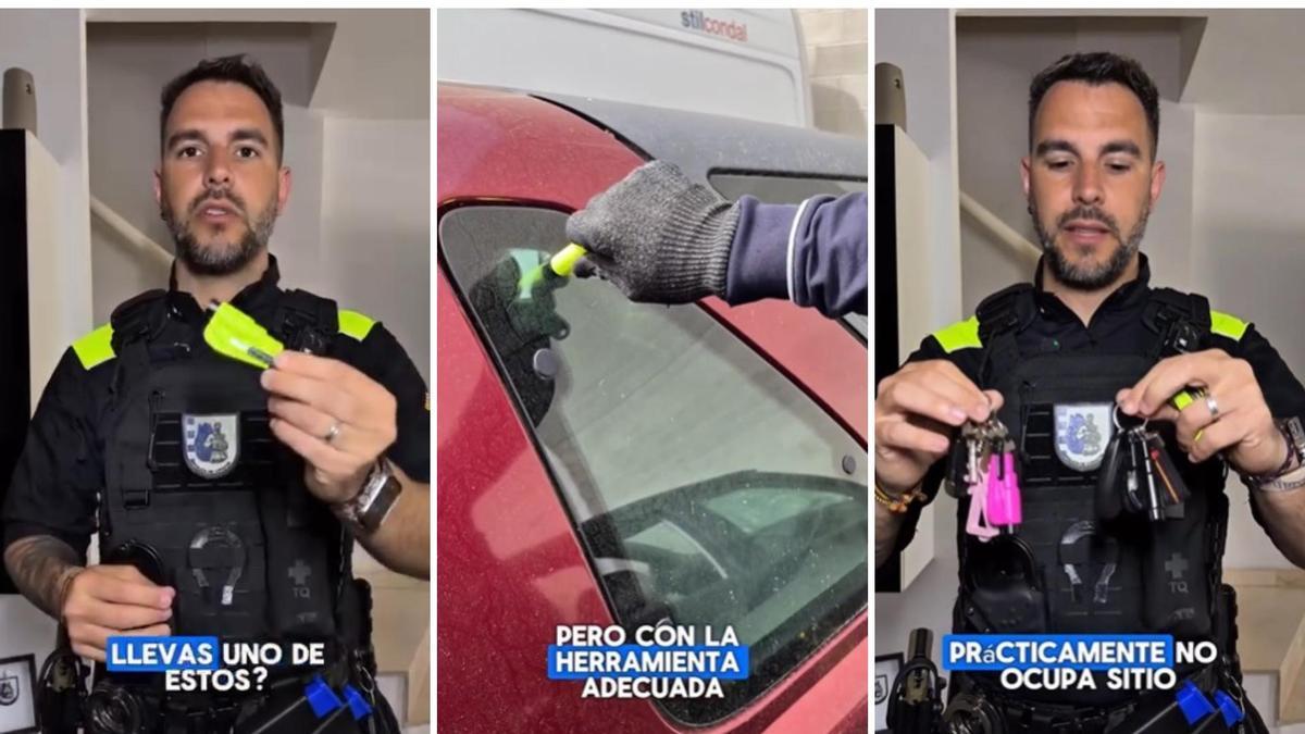 Un agente de la Policía con la herramienta