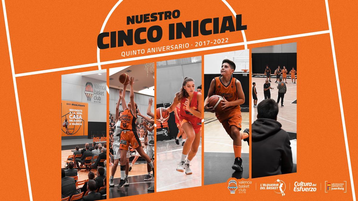 Imagen promocional del quinto aniversario de L'Alqueria del Basket