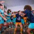 Las jugadoras azulgranas celebraron por todo lo alto el campeonato liguero