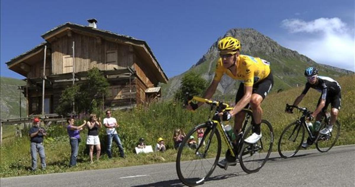 Wiggins i Froome, en un descens.