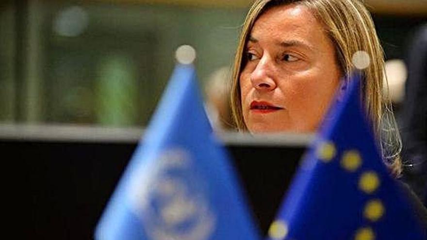 Federica Mogherini durant un acte de la UE