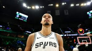 MINNEAPOLIS, MINNESOTA - MAY 15: Victor Wembanyama #1 of the San Antonio Spurs walks off the court after defeating the Minnesota Timberwolves 139-109 in Game Six of the Second Round of the NBA Western Conference Playoffs at Target Center on May 15, 2026 in Minneapolis, Minnesota. NOTE TO USER: User expressly acknowledges and agrees that, by downloading and or using this photograph, User is consenting to the terms and conditions of the Getty Images License Agreement. David Berding/Getty Images/AFP (Photo by David Berding / GETTY IMAGES NORTH AMERICA / Getty Images via AFP). NOTE TO USER: User expressly acknowledges and agrees that, by downloading and or using this photograph, User is consenting to the terms and conditions of the Getty Images License Agreement