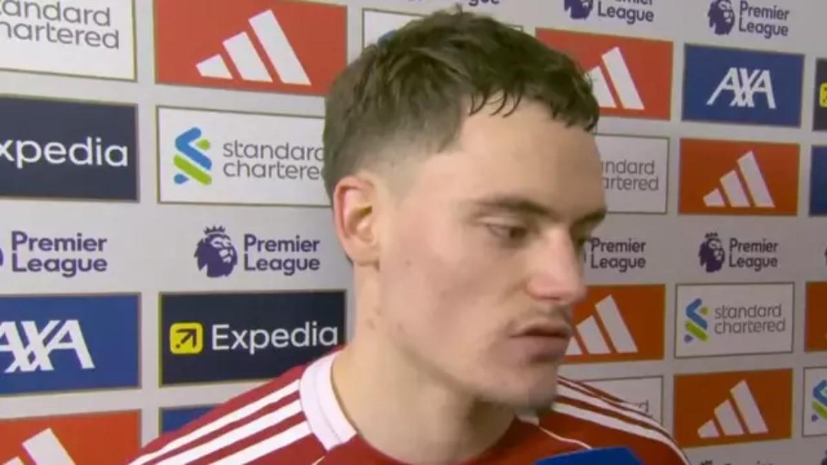 Wirtz, tras conocer que su primer gol en el Liverpool era autogol