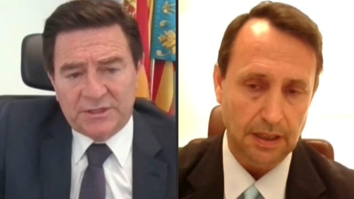 Juan Carlos Cerón (i) y Joaquín Coromina (d), durante sus comparecencias ante el CGPJ este martes para presentar su programa.