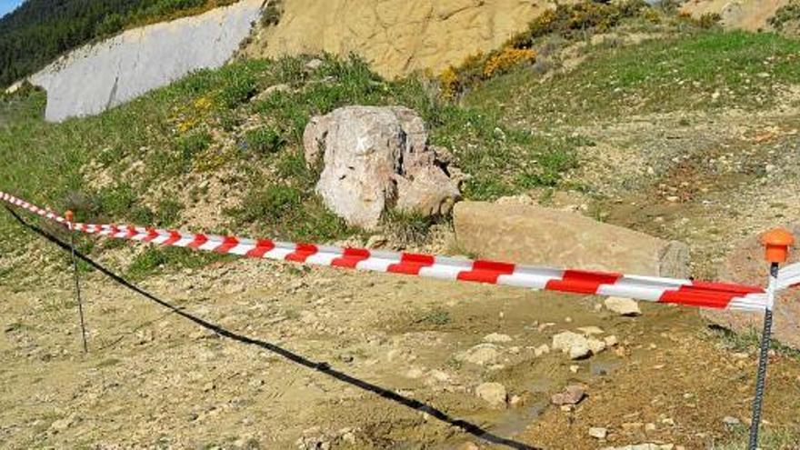 Una part del tram on s&#039;ha posat cintes de senyalització a Fumanya sud, ahir