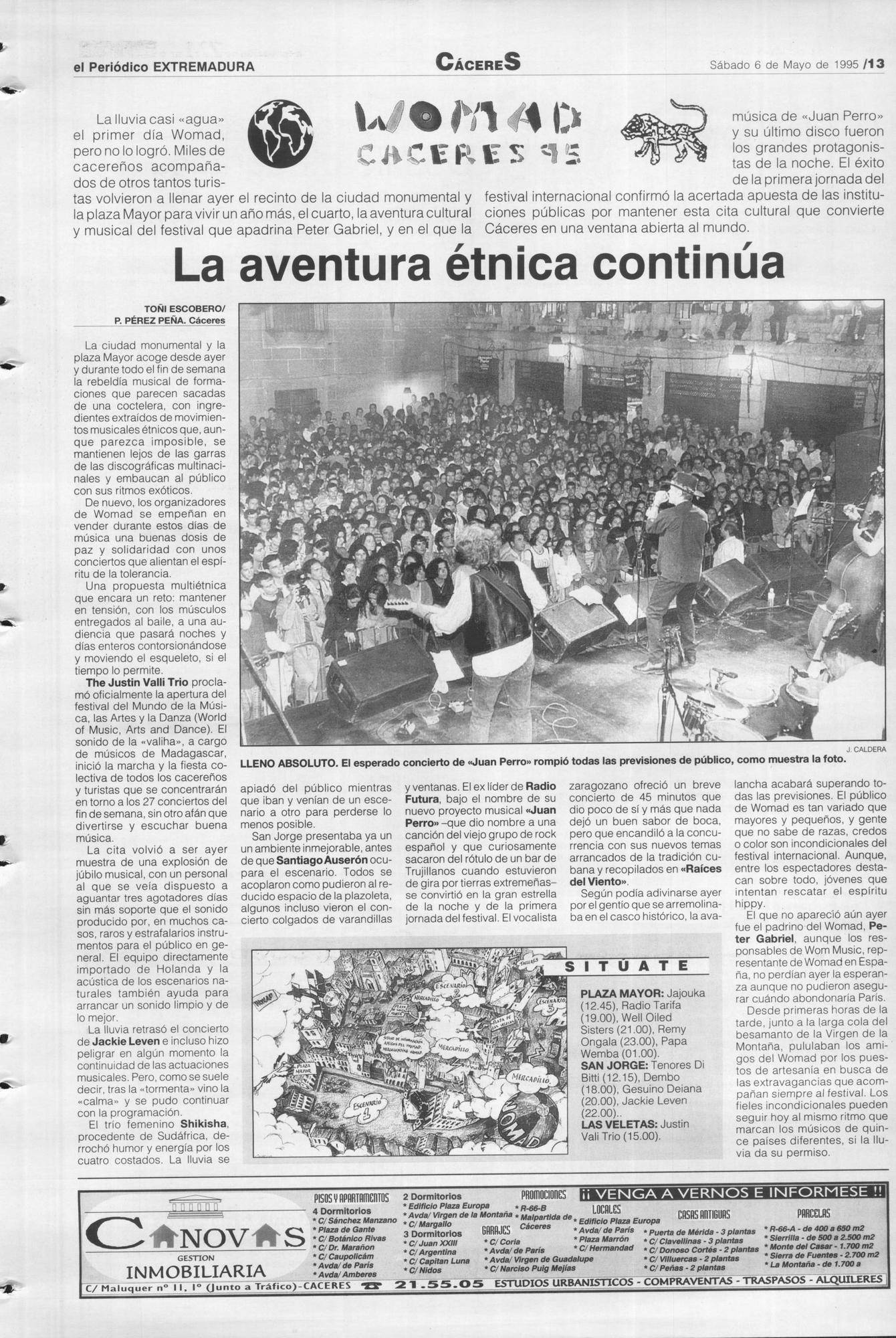 Página de El Periódico Extremadura el 13 de mayo de 1995.