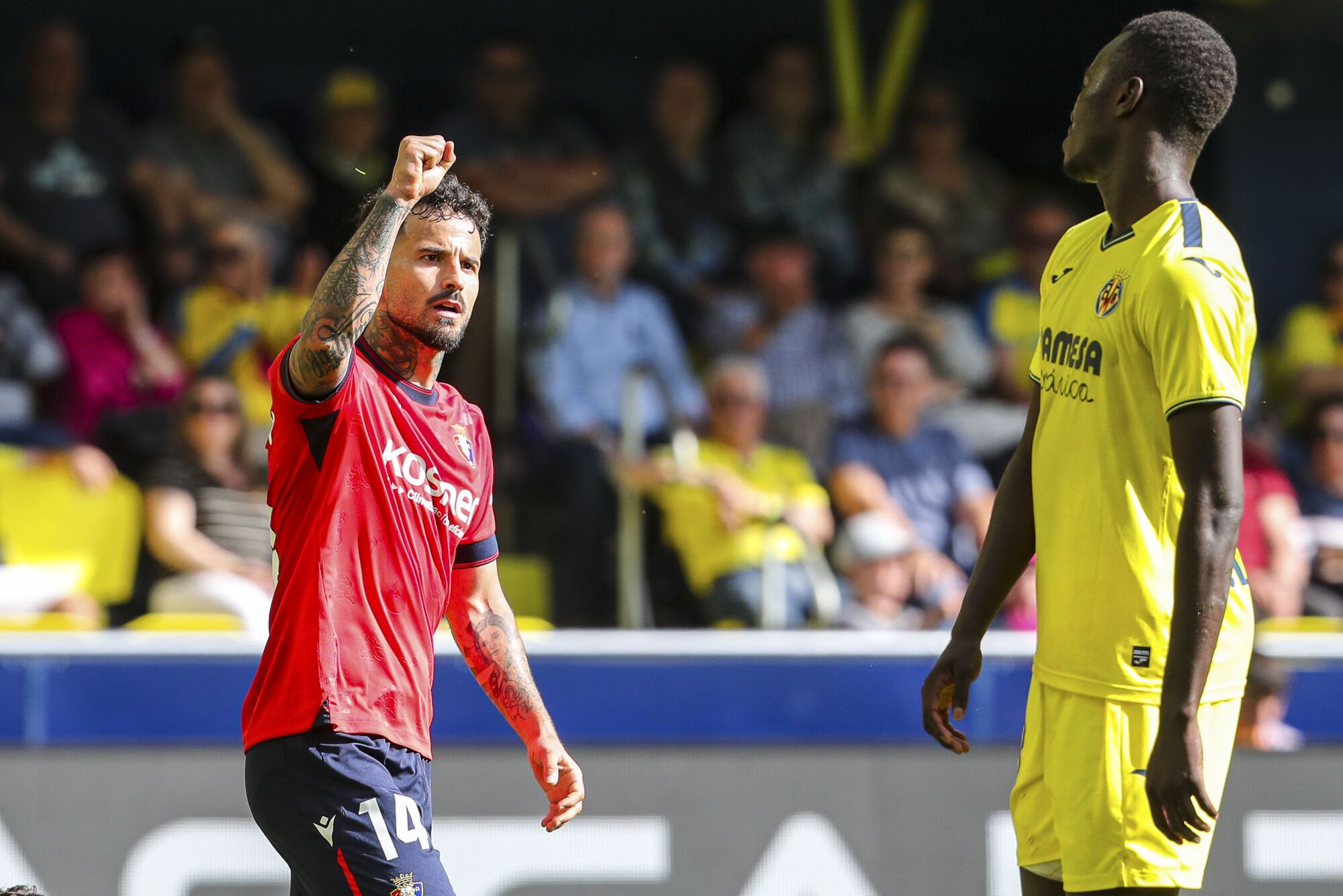 Ruben Garcia of Osasuna celebrates a goal during the Spanish league, LaLiga EA Sports, football match played between Villarreal CF and CA Osasuna at La Ceramica stadium on May 3, 2025, in Villarreal, Spain. AFP7 03/05/2025 ONLY FOR USE IN SPAIN. Ivan Terron / AFP7 / Europa Press;2025;Soccer;Sport;ZSOCCER;ZSPORT;Villarreal CF V CA Osasuna - LaLiga EA Sport;